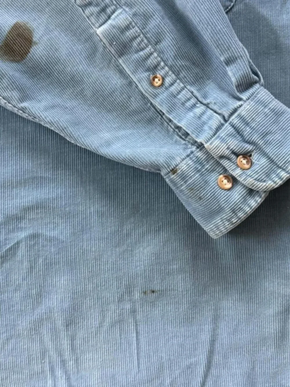 Vintage 90s Light Blue Corduroy Long Sleeve Button Down Lands' End ~ Size XL - Picture 9 of 9